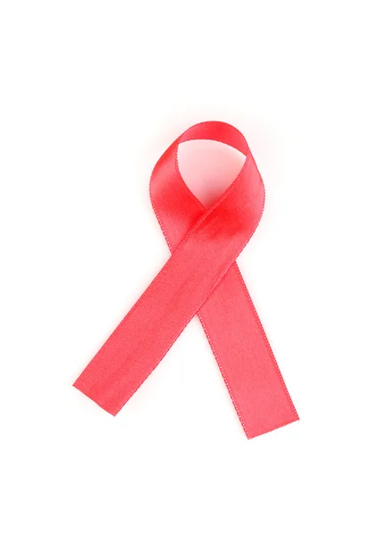 艾滋病认识红丝带白色上孤立 — 图库照片