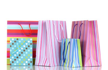 Colorful gift bags isolated on white clipart