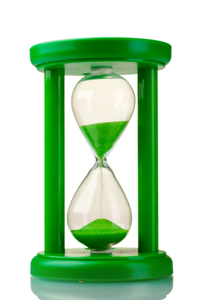 Reloj de arena verde aislado en blanco — Foto de Stock