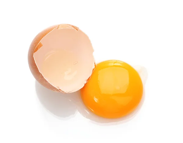 갈색 계란 노 른 자 흰색 절연 — 스톡 사진