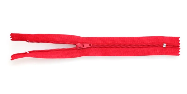 Red zipper isolated on white — Stock Photo, Image
