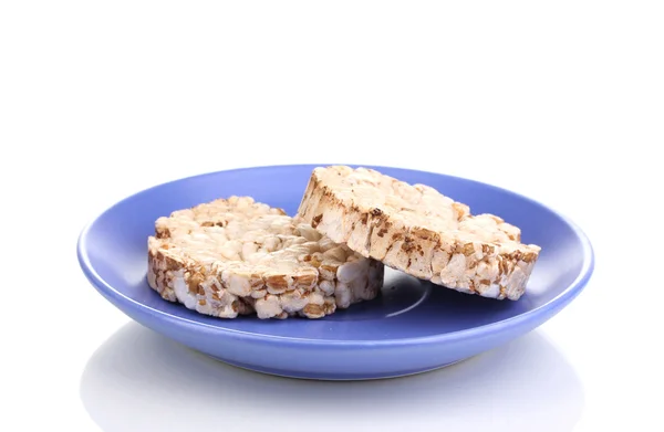 Brotsnacks auf Untertasse isoliert auf Weiß — Stockfoto