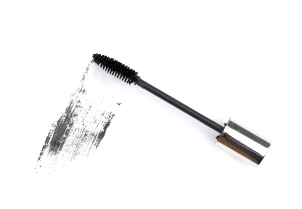 Black mascara brush stroke isolated on white — Stock Photo, Image