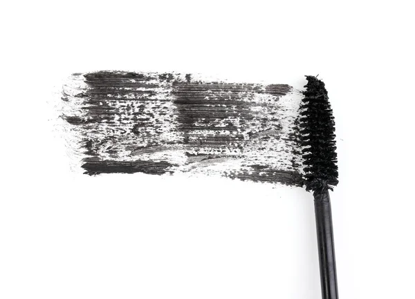 Schwarzer Mascara Pinselstrich isoliert auf Weiß — Stockfoto
