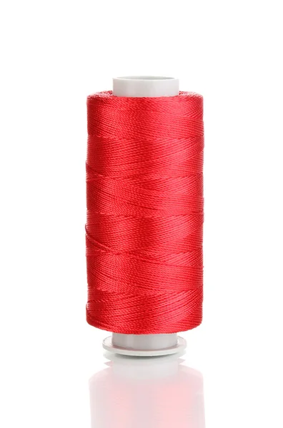 Red bobbin thread isolated on white — Stock Photo, Image