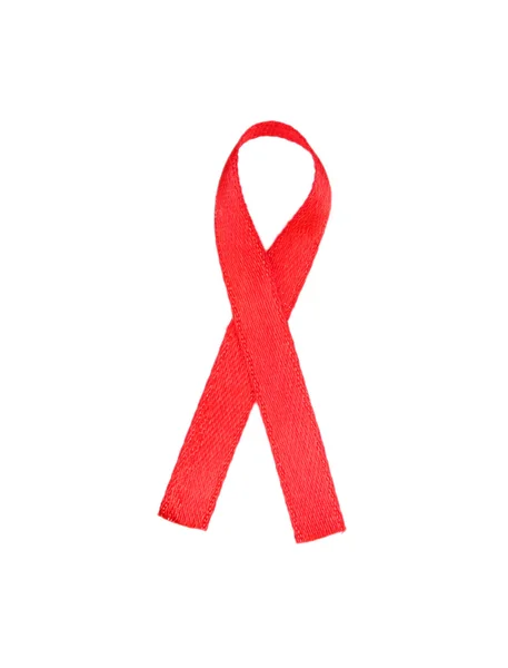 Ruban rouge de sensibilisation au sida isolé sur blanc — Photo