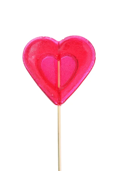 Красное сердце-lollipop изолировано на белом — стоковое фото