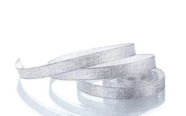 Hermosa cinta de plata aislada en blanco —  Fotos de Stock