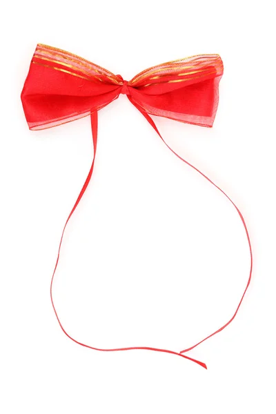 Lazo de raso rojo y cinta aislada en blanco — Foto de Stock