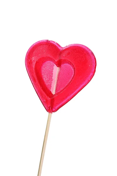 Red heart-lollipop isolated on white Stock Picture