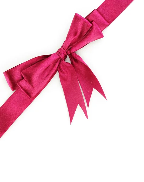 Vinous satin bow and ribbon isolated on white Stock Photo