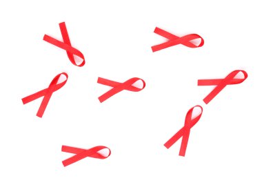 Aids awareness red ribbons isolated on white clipart