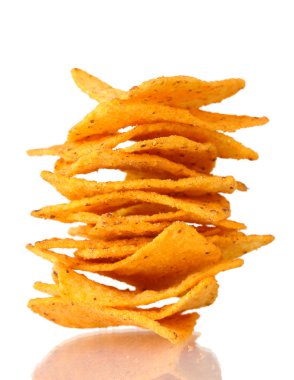 beyaz izole lezzetli patates cipsi