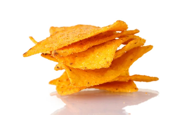 Tasty potato chips isolated on white — Stock Photo, Image