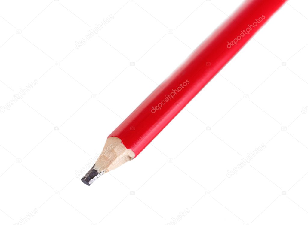 Red construction pencil isolated on white