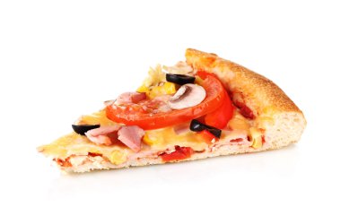 dilim pizza yakın çekim üzerinde beyaz izole