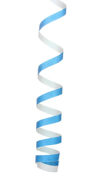 Blue streamer isolated on white — Stock Photo, Image