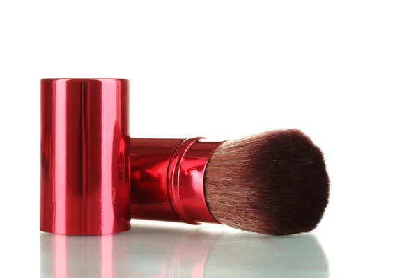 Kırmızı üzerine beyaz izole allık için fırça — Stok fotoğraf
