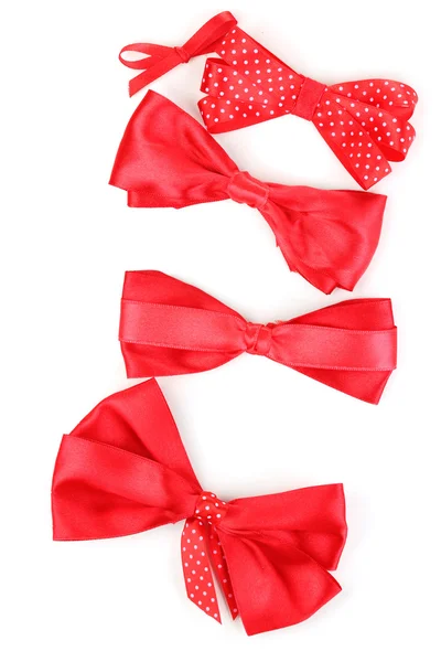 Red satin bows isolated on white — Stock Photo, Image