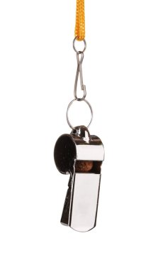 Sport metal whistle isolated on white clipart