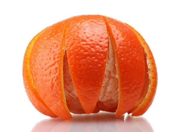 Ripe tasty mandarine with peel isolated on white — Stock Photo, Image