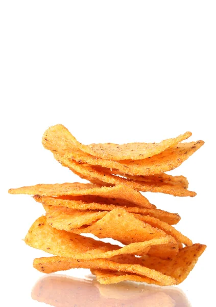 Batatas fritas saborosas isoladas em branco — Fotografia de Stock