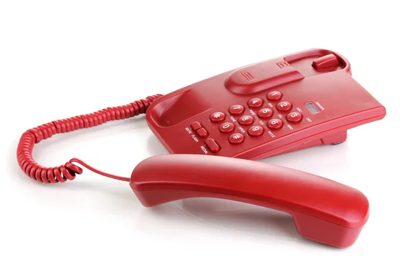 Téléphone rouge isolé sur blanc — Photo