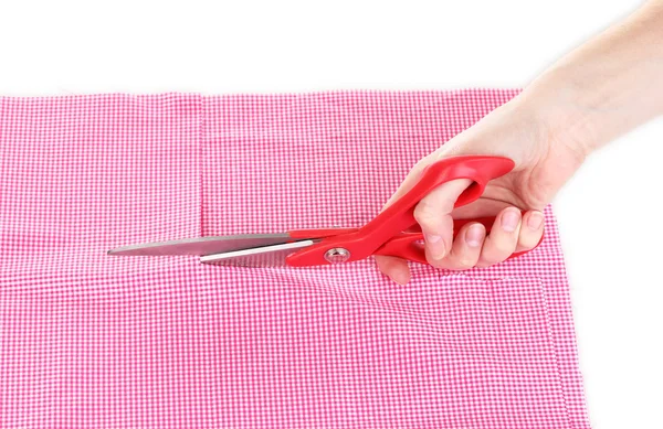 Woman cutting fabric — Stock Photo, Image