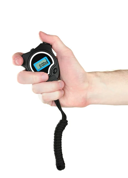 Elektronické sport časovač v ruce izolovaných na bílém — Stock fotografie