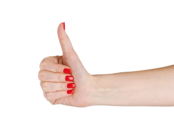 Thumbs up hand gesture isolated on white — Stock Photo, Image