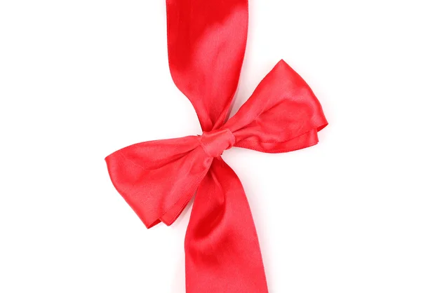 Red satin bow and ribbon isolated on white — Stock Photo, Image