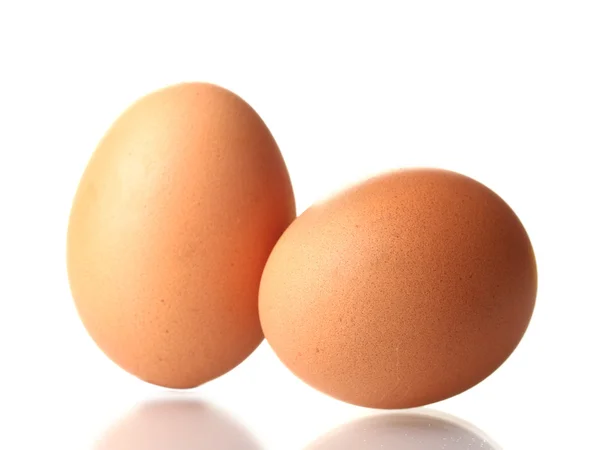两个棕色鸡蛋白隔离 — 图库照片