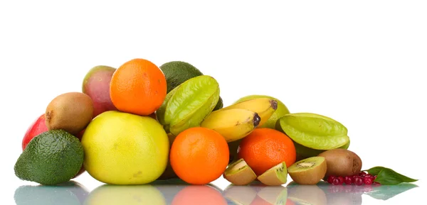 Assortimento di frutti esotici isolati su bianco — Foto Stock