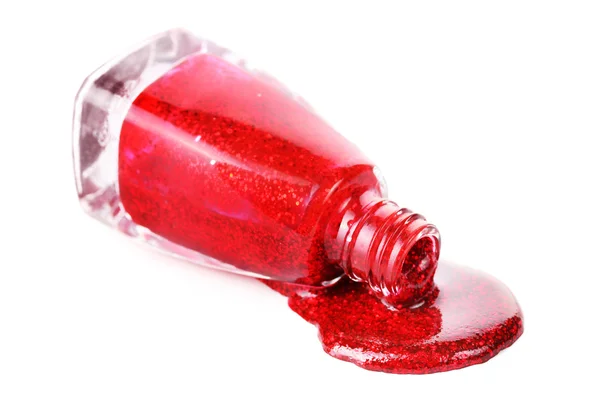 Esmalte de uñas rojo aislado en blanco —  Fotos de Stock