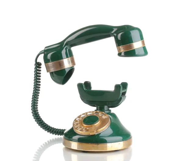 Retro telefoon met zwevende handset geïsoleerd op wit — Stockfoto