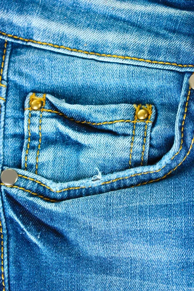 Jeans azul bolso closeup — Fotografia de Stock