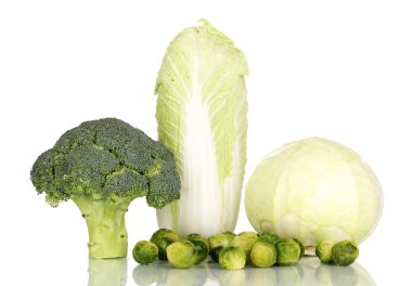 taze lahana ve brokoli üzerine beyaz izole