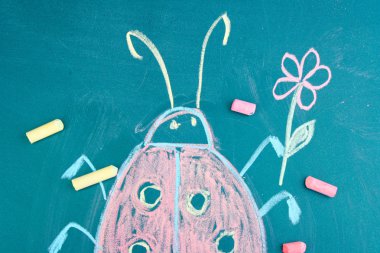 Lady-beetle, child's drawing with chalk clipart