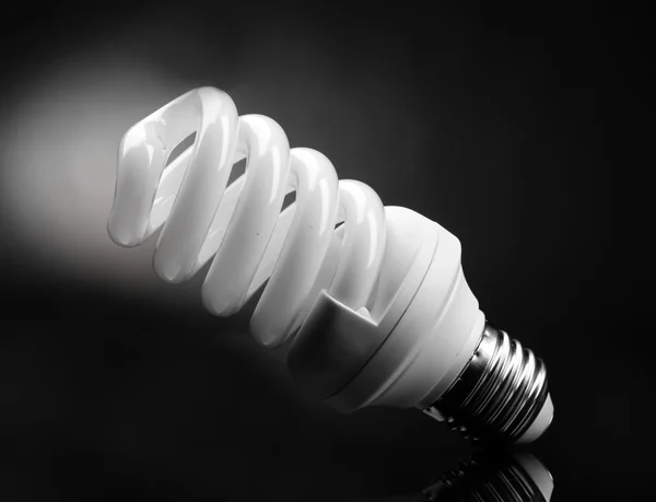 Lámpara de ahorro de energía sobre fondo negro — Foto de Stock