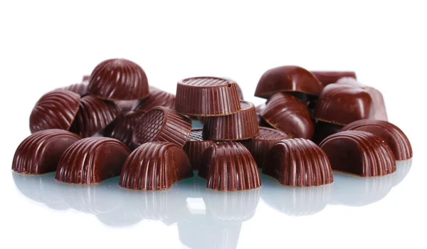 Mange forskellige chokolade slik isoleret på hvid - Stock-foto