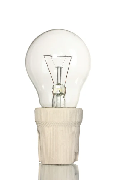 Žárovka v zásobní vložce izolovaná na bílé — Stock fotografie
