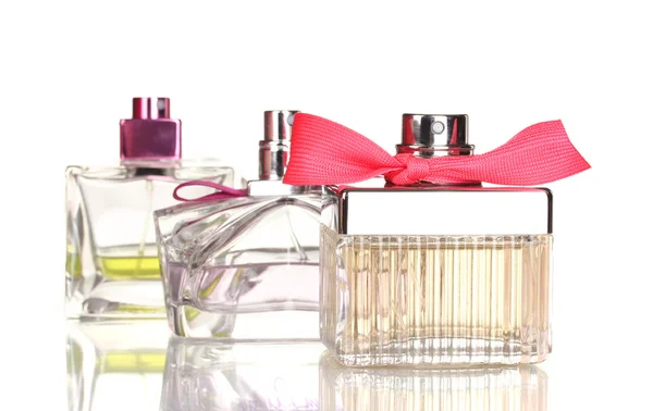 Tres frascos de perfume aislados en blanco — Foto de Stock