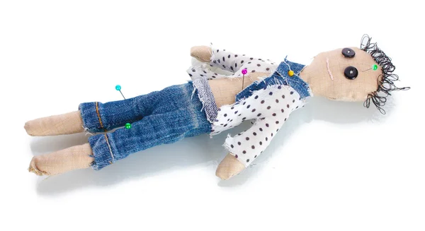 Muñeco vudú niño aislado en blanco — Foto de Stock