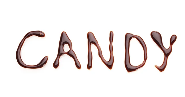 Beschriftung Süßigkeiten isoliert auf weiß — Stockfoto