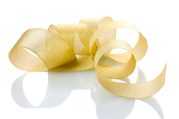 Красивая золотая лента, изолированная на белом — стоковое фото