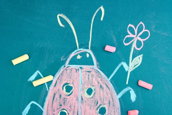 Lady-beetle, child's drawing with chalk