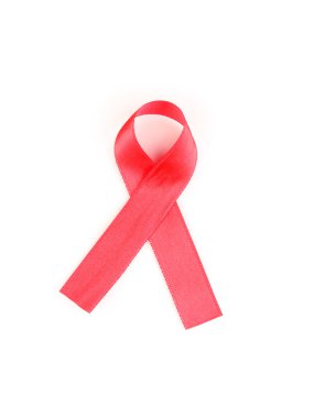 AIDS bilinçlendirme kırmızı üzerine beyaz izole şerit