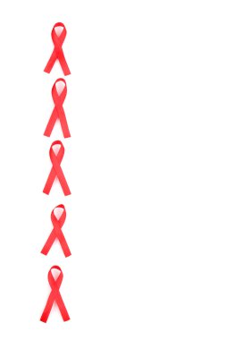 Aids awareness red ribbons isolated on white clipart