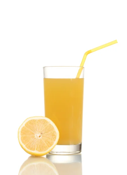 Zumo de limón y naranja aislado en blanco —  Fotos de Stock