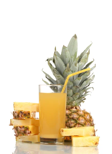 Рineapple juice and pineapple isolated on white — Stock Photo, Image